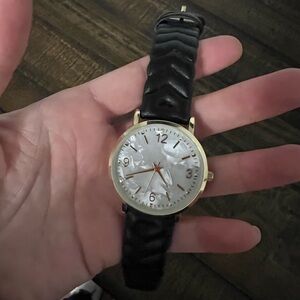 Gold and Black Watch with Textured Strap